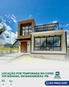 Casa de Condomínio com 4 Quartos para alugar, 150m² no , Bananeiras