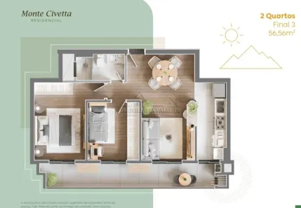 Apartamento com 2 Quartos à venda, 56m² no Loteamento Montparnasse, Almirante Tamandaré