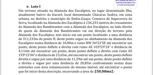 Terreno / Lote / Condomínio à venda, 250m² no Jardim Boa Vista, Embu-Guaçu