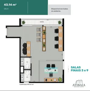 Conjunto Comercial / Sala com 1 Quarto à venda, 45m² no Atibaia Jardim, Atibaia