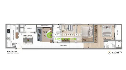 Apartamento com 3 Quartos à venda, 72m² no Centro, Pinhais