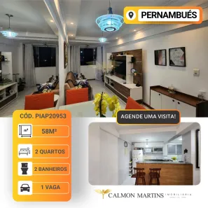 Apartamento com 2 Quartos à venda, 58m² no Pernambués, Salvador