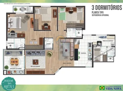 Apartamento com 3 Quartos à venda, 125m² no Vila Bonfim, Embu das Artes