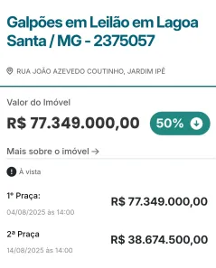 Galpão / Depósito / Armazém à venda, 76770m² no Distrito Industrial Olhos D'Água, Lagoa Santa