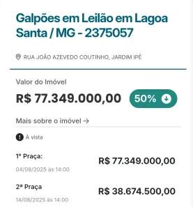 Galpão / Depósito / Armazém à venda, 76770m² no Distrito Industrial Olhos D'Água, Lagoa Santa