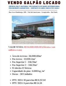 Galpão / Depósito / Armazém à venda, 36000m² no Vila Sul Americana, Carapicuíba