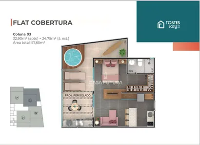 Flat com 1 Quarto à venda, 33m² no Monte Castelo, Volta Redonda