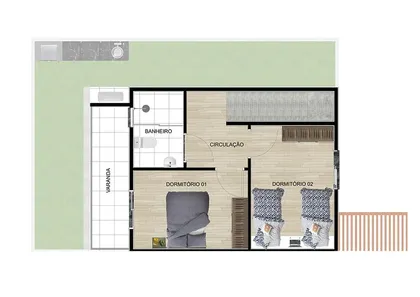 Casa de Condomínio com 2 Quartos à venda, 75m² no Barranco Alto, Guaratinguetá
