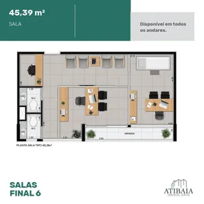 Conjunto Comercial / Sala com 1 Quarto à venda, 45m² no Atibaia Jardim, Atibaia