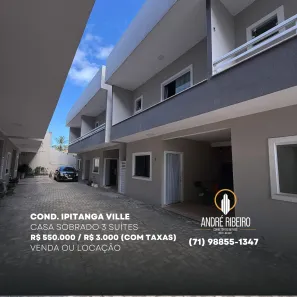 Casa de Condomínio com 3 Quartos para venda ou aluguel, 120m² no Recreio Ipitanga, Lauro de Freitas
