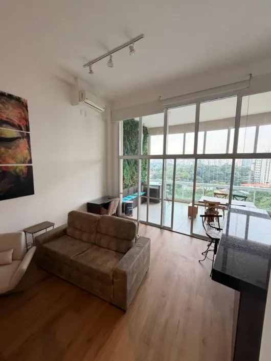 Foto do imóvel - Apartamento para alugar mobiliado com 1 quarto, 1 suíte, 2 banheiros e 2 vagas próximo à.