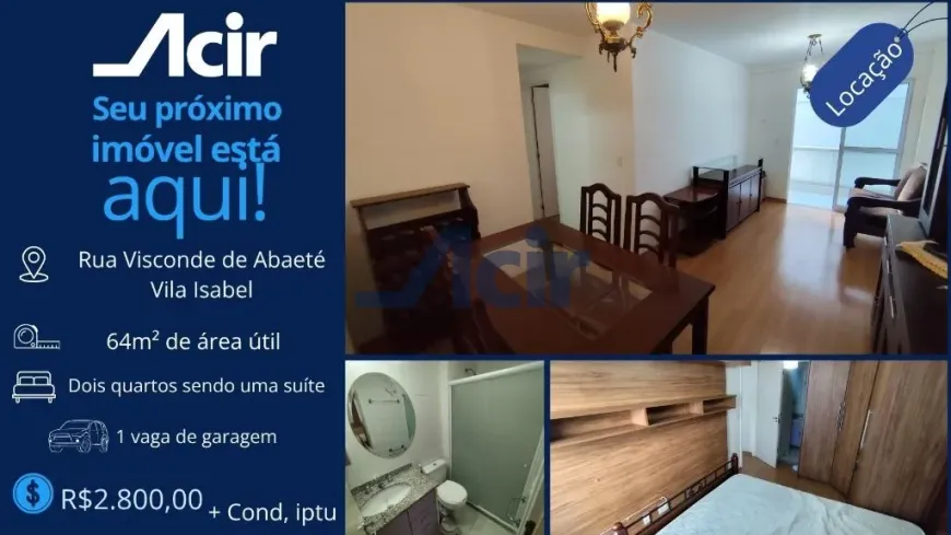 Foto do imóvel - Apartamento para alugar com 64 m², 2 quartos, 2 banheiros, 1 vaga