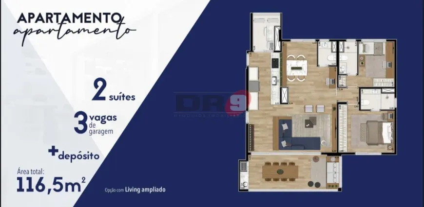 Foto do imóvel - Apartamento para alugar com 3 quartos, 3 suítes, 116 m², 5 banheiros e 3 vagas na garagem em