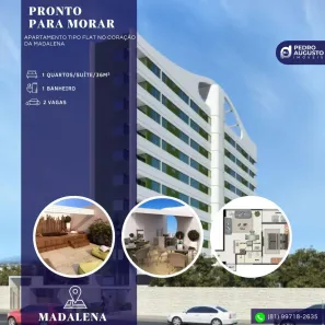 Flat com 1 Quarto à venda, 39m² no Madalena, Recife