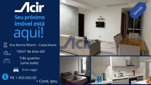 Apartamento com 3 Quartos à venda, 104m² no Copacabana, Rio de Janeiro