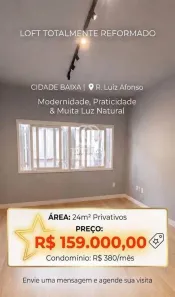Flat com 1 Quarto à venda, 24m² no Cidade Baixa, Porto Alegre