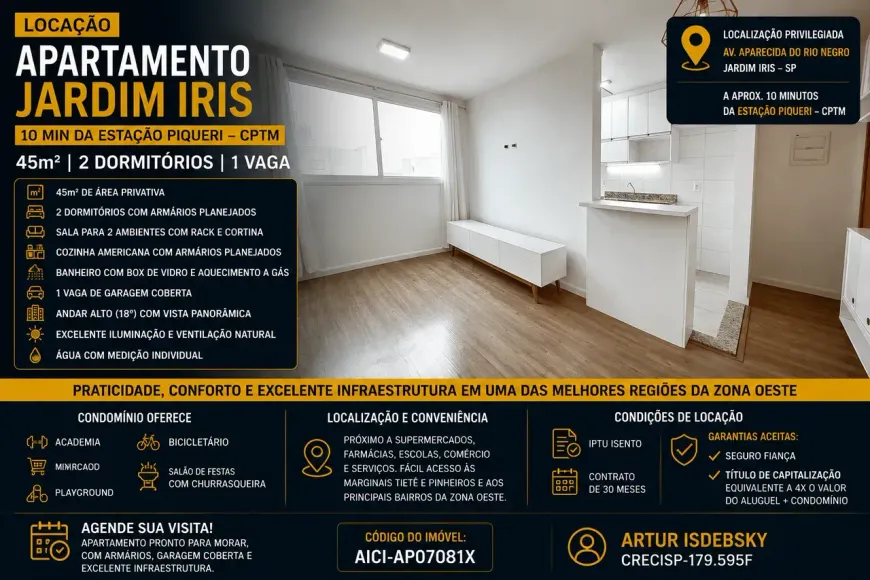 Foto do imóvel - Apartamento para alugar com 45 m², 2 quartos, 1 banheiro, 1 vaga