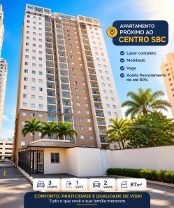 Apartamento com 3 Quartos para venda ou aluguel, 87m² no Nova Petrópolis, São Bernardo do Campo