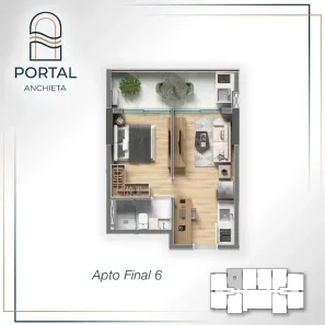 Studio com 1 Quarto à venda, 38m² no Centro, São Vicente