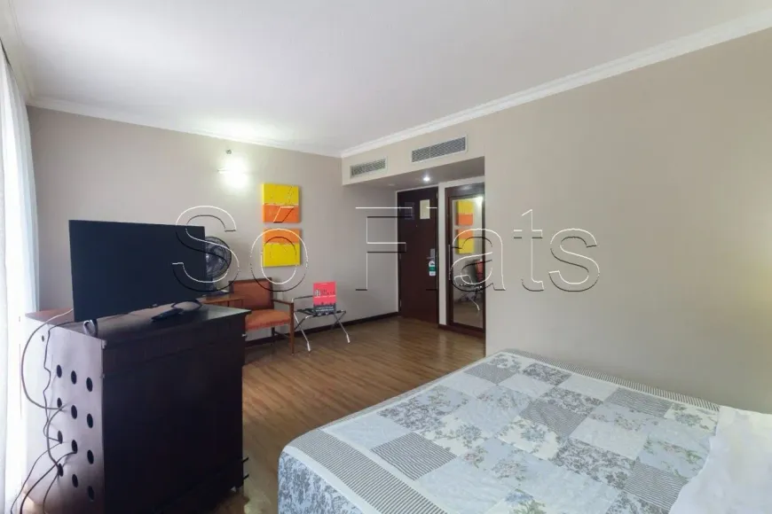 Foto do imóvel - Flat para alugar com 1 quarto, 1 suíte, mobiliado e ar-condicionado em