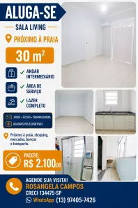 Studio com 1 Quarto para alugar, 30m² no Aparecida, Santos