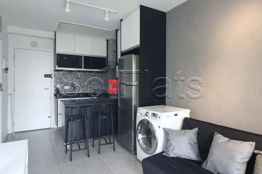 Foto do imóvel - Flat para alugar com 1 quarto, 1 suíte, 1 banheiro, mobiliado e 1 vaga na garagem em