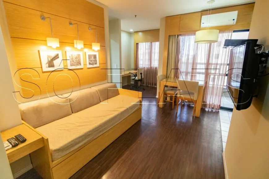 Foto do imóvel - Flat para alugar com 44 m², 1 quarto, 1 banheiro, 1 vaga