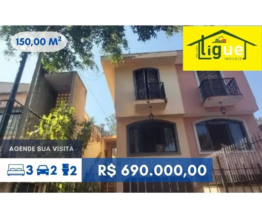 Foto do imóvel - Sobrado à venda com 3 quartos, 1 suíte, 2 banheiros e 2 vagas na garagem em