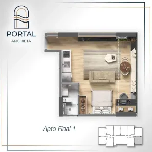Studio com 1 Quarto à venda, 38m² no Centro, São Vicente