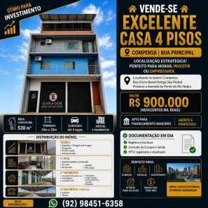 Prédio/Edifício Inteiro com 5 Quartos à venda, 530m² no Compensa, Manaus