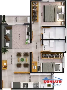 Apartamento com 2 Quartos à venda, 50m² no Azulville I, São Carlos