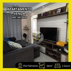 Apartamento com 2 Quartos à venda, 66m² no Vila Palmares, Santo André
