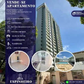 Apartamento com 3 Quartos à venda, 75m² no Espinheiro, Recife