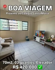 Apartamento com 3 Quartos à venda, 70m² no Boa Viagem, Recife